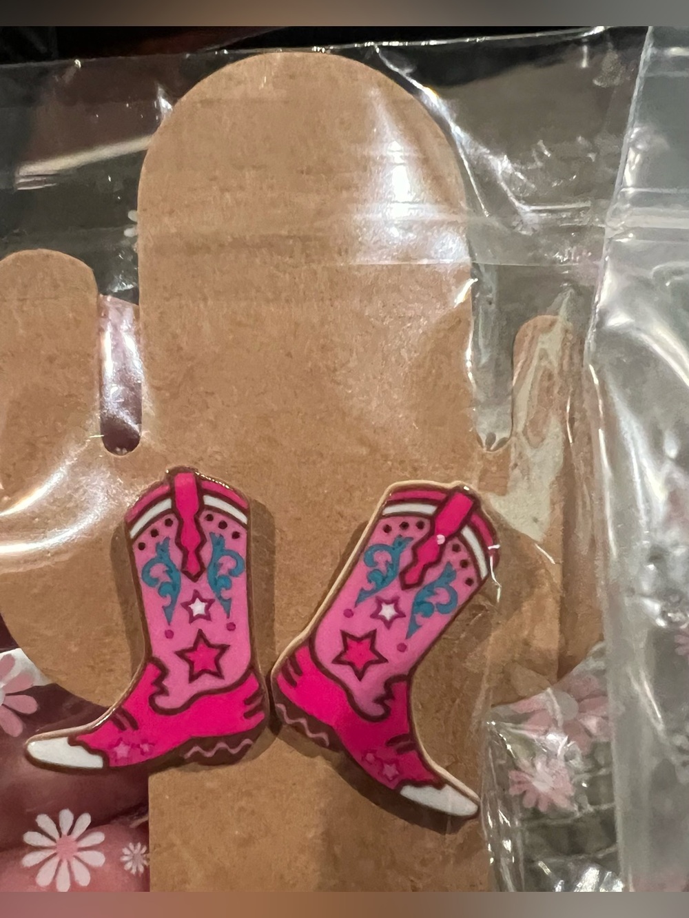Pink New Cowboy Boot Earrings